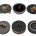 Round Fireplace Designs With Various Materials And Burning Flames For Interior