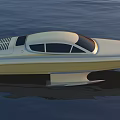 Sleek Modern Luxury Yacht With Black Windows Floating on Calm Water
