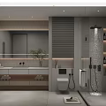 Modern Bathroom Interior Features Vanity Mirror Toilet Shower Cabinets And Decorative Plant