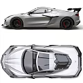 Silver Sports Car With Aerodynamic Design And Red Brake Calipers