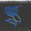 Durable Commercial Shopping Cart With Metal Frame Red Handles Bottom Shelf And Wheels