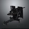 Vintage Metal Artillery Weapon With Mechanical Barrel Mount Shield And Support Structure