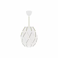 Modern Geometric Pendant Light With White Shade And Golden Decorative Lines