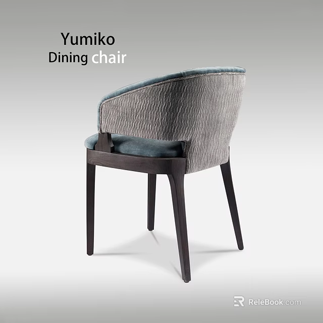 Tumiko Dining Chair With Textured Grey Backrest Blue Padded Seat And Dark Wooden Legs 3d model 