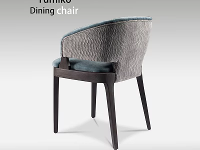Tumiko Dining Chair With Textured Grey Backrest Blue Padded Seat And Dark Wooden Legs 3d model