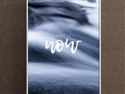 Abstract Painting With Black And White Water Flow And Time Is Now Text 3d model