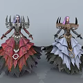 Game Movie Fantasy Female Characters With Metallic Shoulder Spikes And Layered Skirts