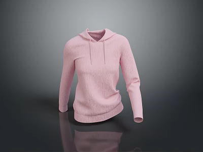 Pink Hoodie With Drawstring Design Soft Comfortable Fabric For Casual Wear 3d model