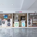Stylish Bathroom Cabinet Rack Display in Home Appliance Showroom with Exhibited Products