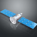 Modern Orbital Satellite With Blue Solar Panels And Metallic Body