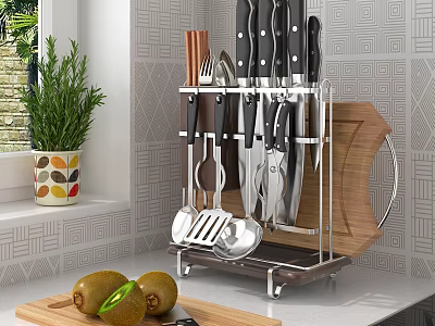 Modern Bathroom Cabinet Rack With Sleek Design And Multi Function Storage Shelves 3d model