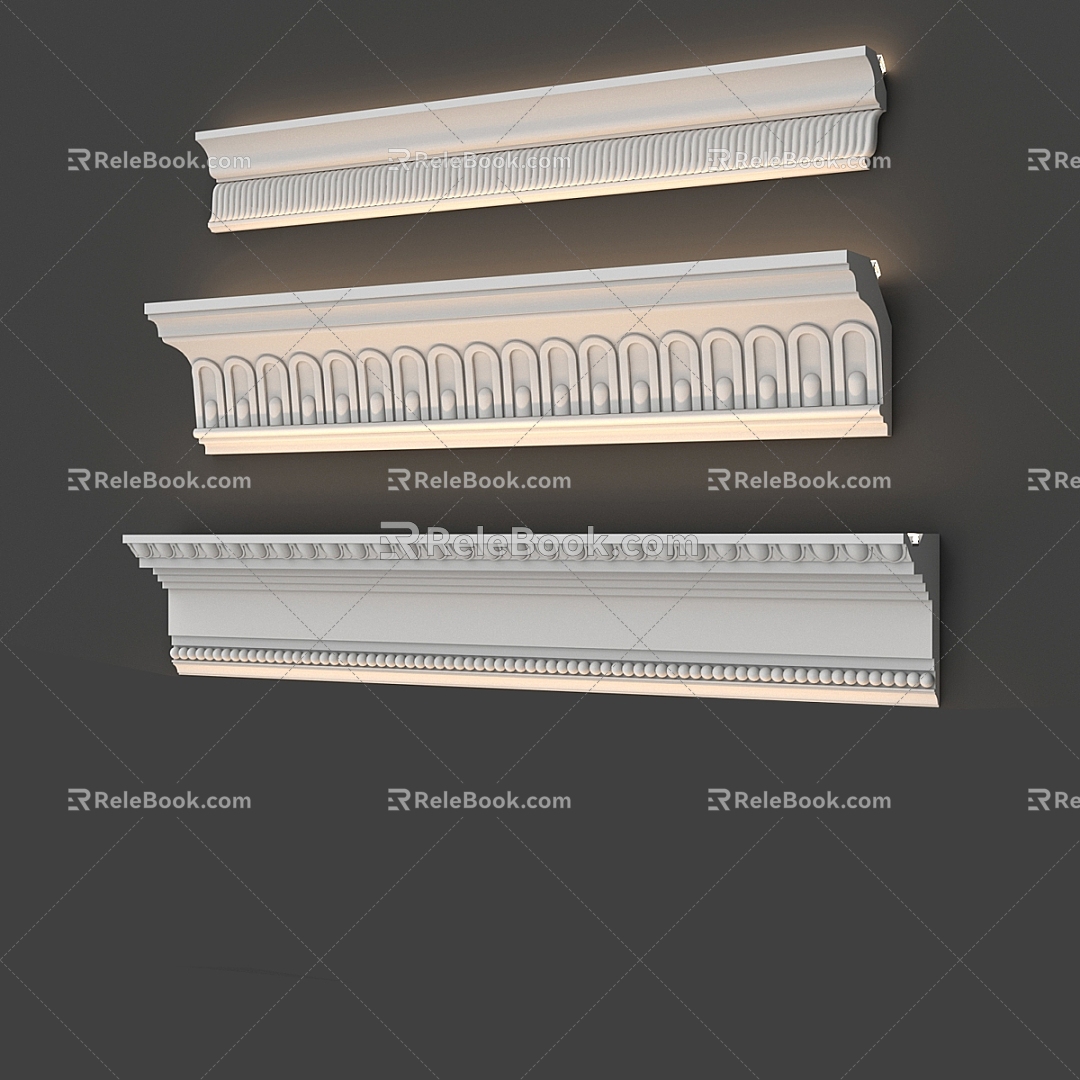 European-style simple plaster line 3d model