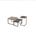 Modern Nesting Coffee Tables With Wooden Tops And Black Metal Frames Design