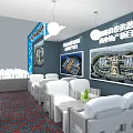 Beijing International Golf Club Exhibition Booth With Blue Background Display Images And Reception Counter