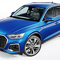 Blue Audi SUV Front And Rear View 3d model