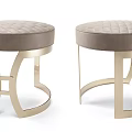 Elegant Modern Ottoman Stools with Leather Upholstery White and Brown Metal Frame Design