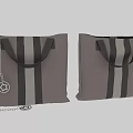 Two Gray Bags with Black and Gray Stripes and Chain Detail on Handles