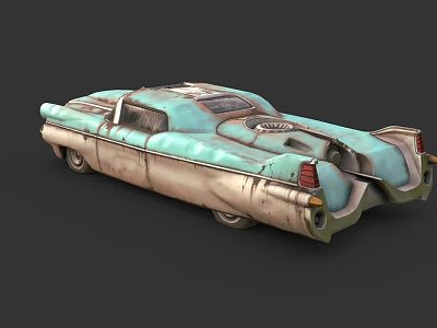 Vintage Turquoise Weathered Classic Car With Streamlined Body And Old Fashioned Details 3d model