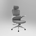 Ergonomic White and Gray Mesh Office Chair with Headrest Adjustable Armrests and Wheels