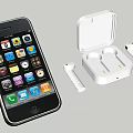White Wireless Earbuds With Charging Case And Connected Smartphone