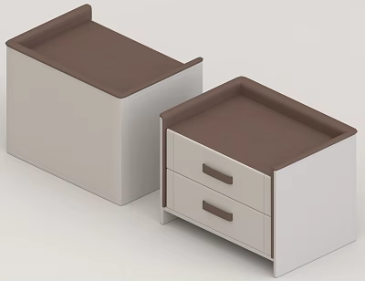 Modern White And Brown Bedside Tables With Two Storage Drawers 3d model