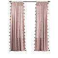 Elegant Pink Striped Curtains With Colorful Tassels For Home Window Decor