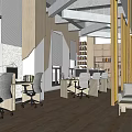 Public Office Space with Circular Bookshelves Filled with Books and Natural Light from Windows