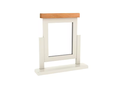 Simple White Frame Standing Mirror With Wooden Top And Stable Base 3d model