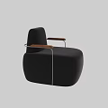 Black Upholstered Single Sofa With Modern Design And Wooden Armrests