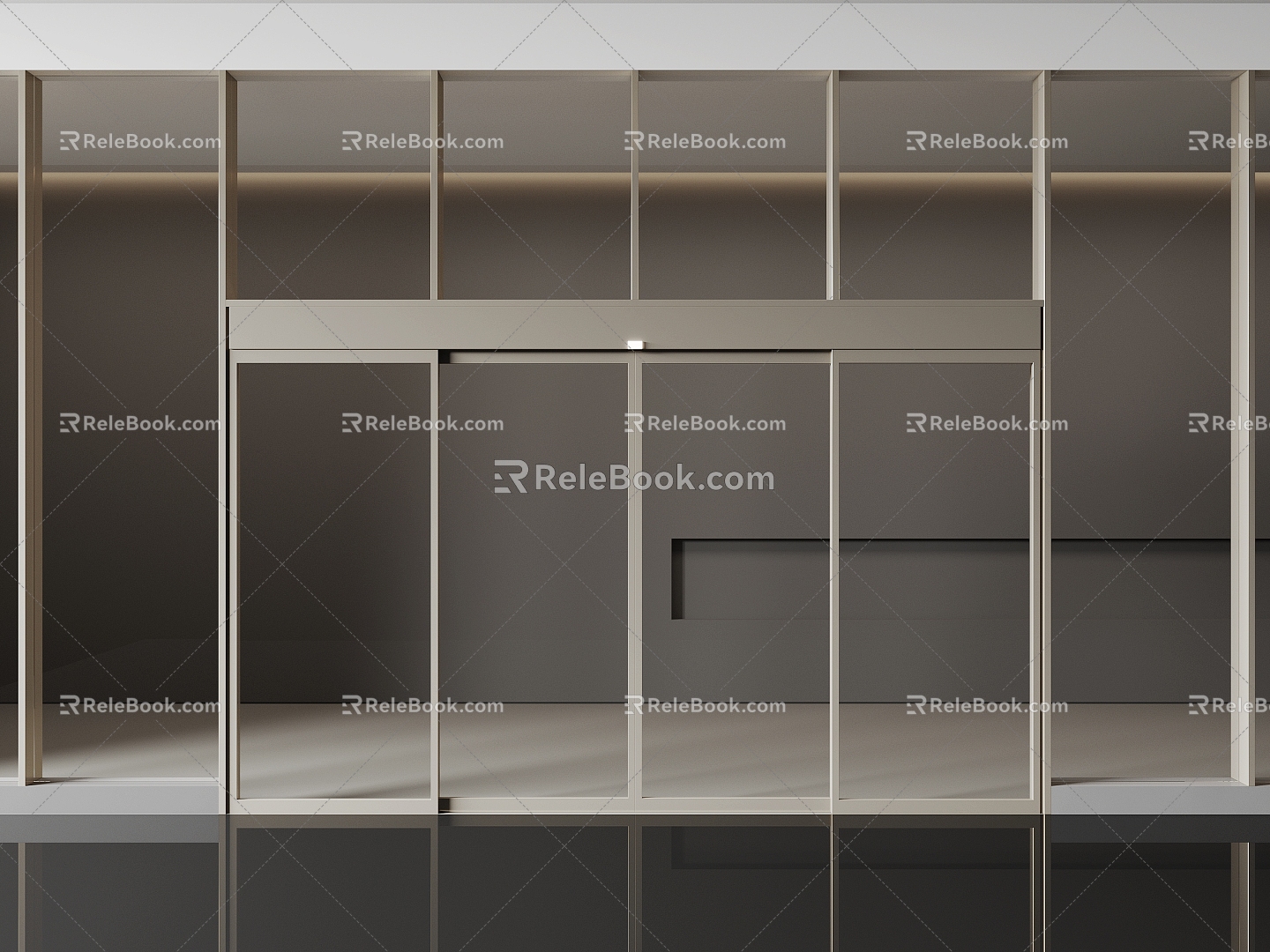 Modern office glass door induction door 3d model