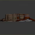 Wooden Barrel Ornamental Decor Set With Red Brown Straps And Decorative Rings