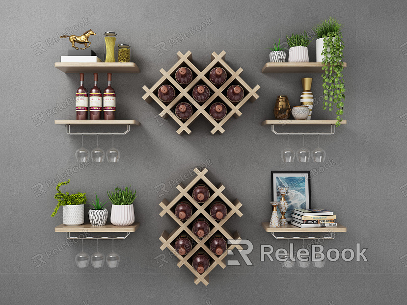 Nordic Style Wall Storage Rack Wall Decorations Storage Rack Wine Rack Combination model