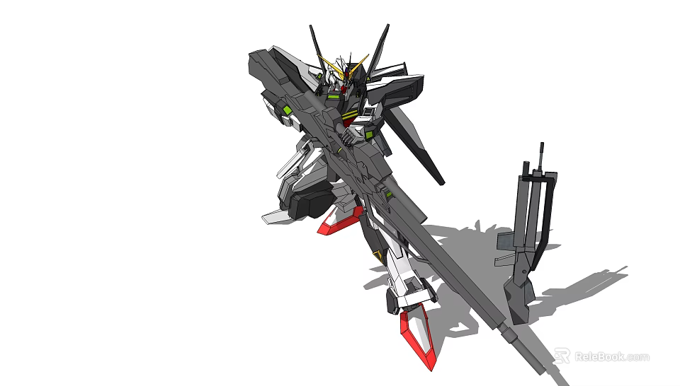 Detailed Mecha Robot Model With Large Sword And Red Accent Armor 3d model