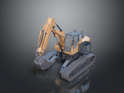 Industrial Tracked Excavator with Mechanical Arm and Operator Cabin for Construction Projects 3d model