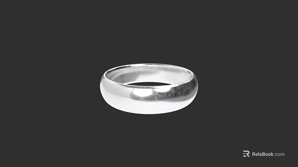 Sleek Silver Jewelry Ring With Smooth Metallic Shine On Black Background 3d model 