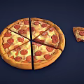 Delicious Pepperoni Pizza Whole Sliced And Small Slice On Dark Blue Background