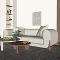 Modern Double Sofa Lamb Velvet Sofa Coffee Table Combination 3d model