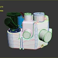 Industrial Mechanical Device With White Main Body Black Connecting Parts And Blue Components