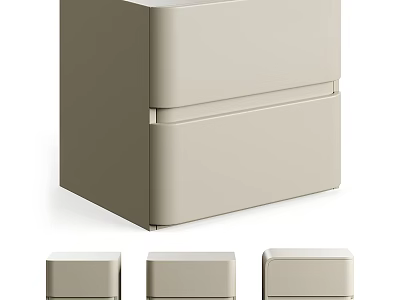 Sleek Modern Beige Bedside Table With Two Drawers And Minimalist Design 3d model
