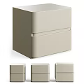 Sleek Modern Beige Bedside Table With Two Drawers And Minimalist Design