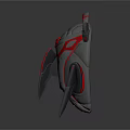 Sci Fi Character Mechanical Helmet Featuring Red Gray Design And Legged Support