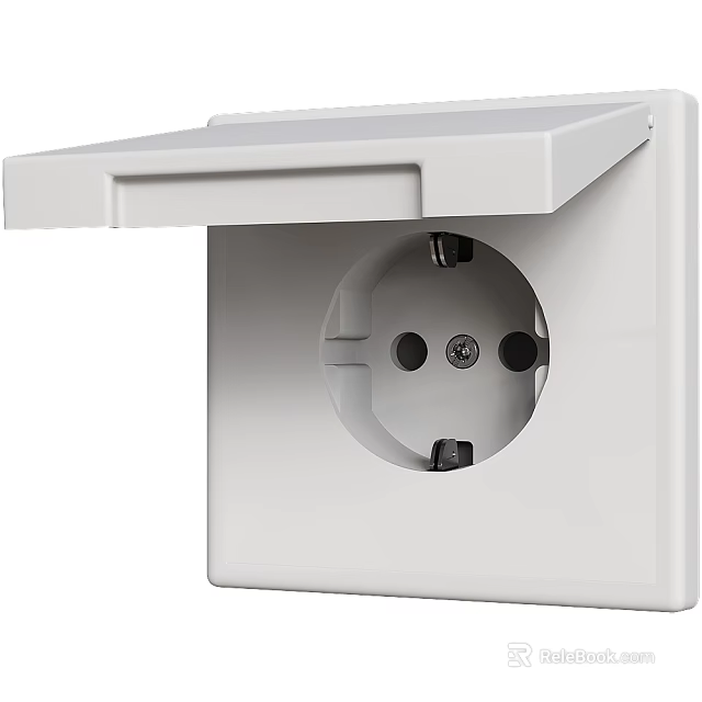White Wall Mounted Switch Panel With Flip Cover And Electrical Socket For Home Interior Use 3d model 