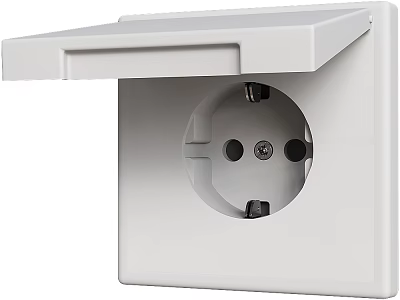 White Wall Mounted Switch Panel With Flip Cover And Electrical Socket For Home Interior Use 3d model