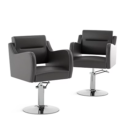Modern Black Leather Leisure Chair with Armrests and Swivel Metal Base 3d model