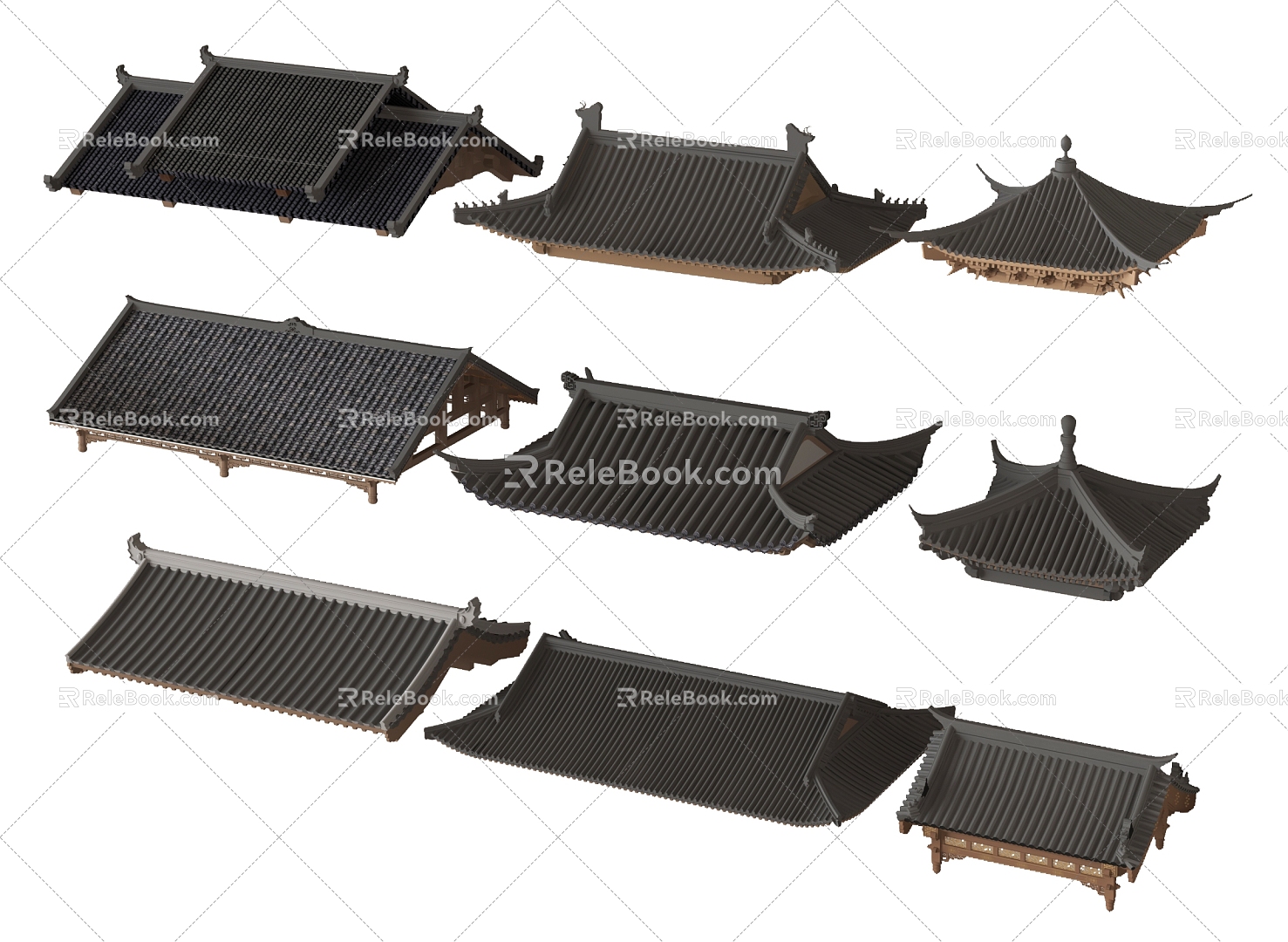 Chinese-style Ancient Building Roof Ancient Building Eaves Chinese-style Building Eaves Roof Tile Roof 3d model