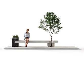 Outdoor landscape bench outdoor chair outdoor stone bench 3d model