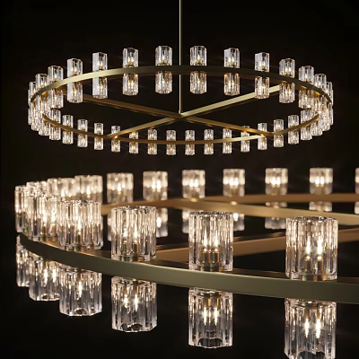 Modern Crystal Chandelier With Glass Crystals And Circular Metal Frame Design 3d model