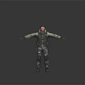 Military Soldier Character In Tactical Vest And Camouflage Uniform Standing With Arms Outstretched