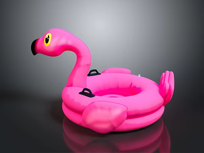 Bright Pink Flamingo Shaped Inflatable Pool Float For Summer Water Activities 3d model