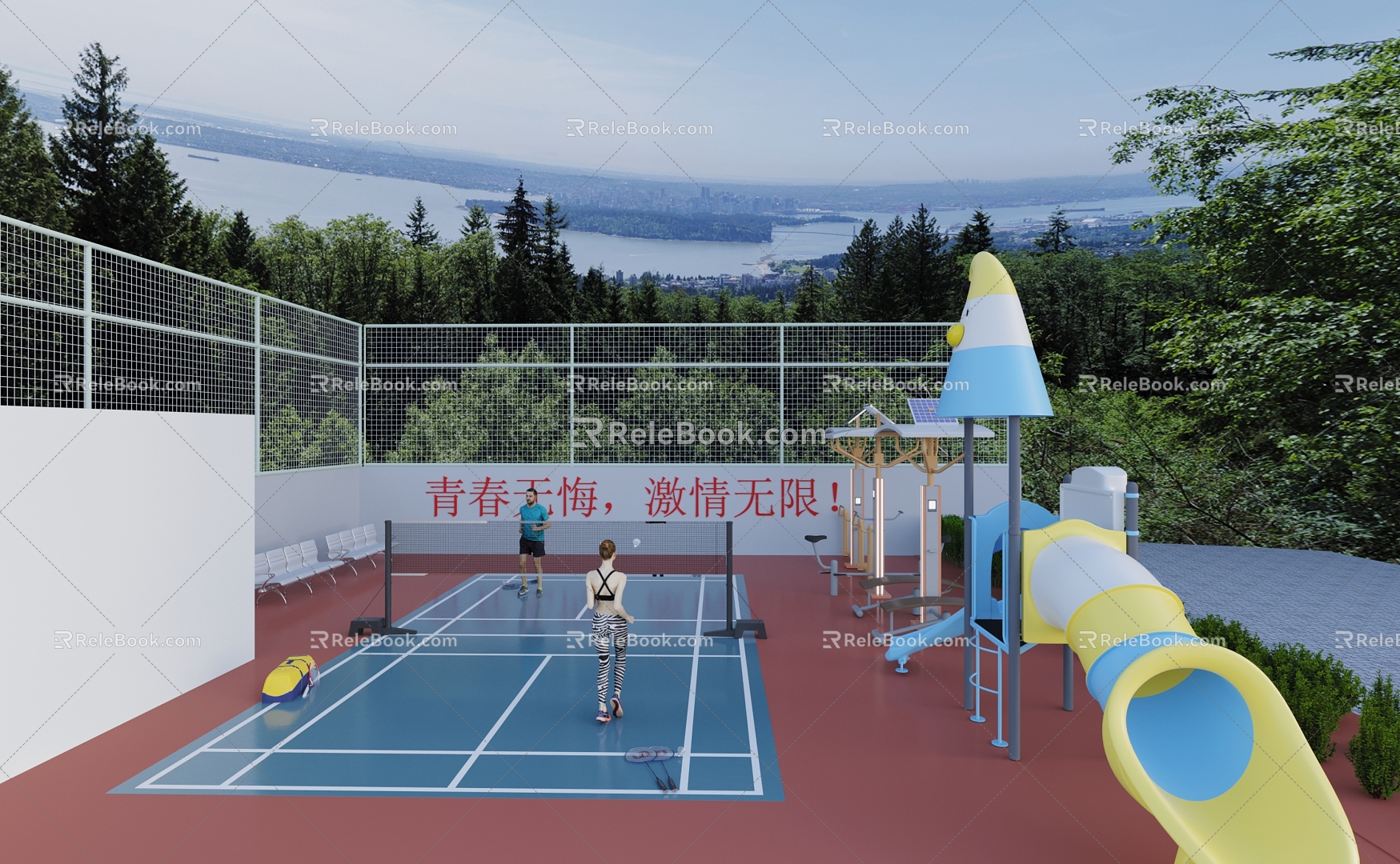 modern badminton court badminton court 3d model